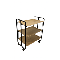 carrito auxiliar plegable bauhaus negro con ruedas r 3 niveles y 3 posicionesefecto alistonado