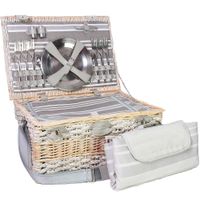 cesta picnic de mimbre napoleon gris para 6 personas