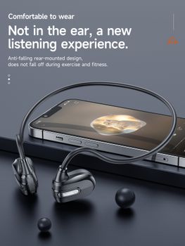 Auriculares HOCO ES63 de Conducción Aérea, Auriculares Bluetooth con Bajos, Auriculares Deportivos con Gancho para la Oreja, con Micrófono, Negros
