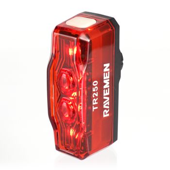 Luz trasera para bicicleta RAVEMEN TR250, lámpara trasera recargable con soporte ABM07, Sensor de freno, encendido y apagado automático, 250 lúmenes LED, IPX6
