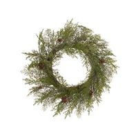 corona de navidad sintetica con pinas para puerta de entrada 70 cm verde panrun