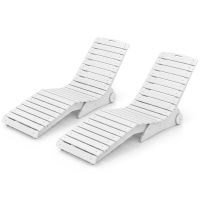 costway juego de 2 tumbona para piscina hdpe resistente al agua con ruedas traseras para jardin terraza 163 x 55 x 64 cm blanco