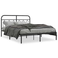 cama doble  cama para adultos  estructura de cama con cabecero metal negro 150x200 cm