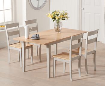 Chiltern 120cm Extending Grey And Oak Painted Table With Chiltern Chairs - Oak and Grey, 4 Chairs