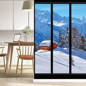 Papel pintado ventana a la nieve 156x270cm