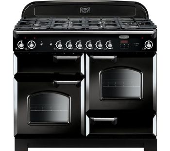 Rangemaster Classic 110 Gas Range Cooker - Black & Chrome, Black