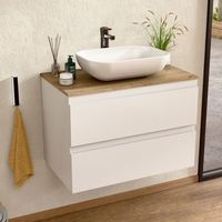 mueble bano suspendido 80 cm blancoroble lavabo bellobath