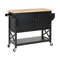 carrito de cocina negro madera clara mdf estante armario almacenaje ruedas mele