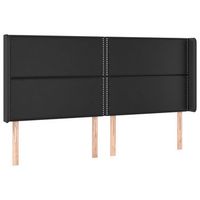 cabecero cama  panel de cabecera con orejas cuero sintetico negro 183x16x118128 cm