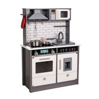 cocina infantil de madera little kitchen outdoor toys 65x30x93 cm blanca con accesorios luces y sonidos