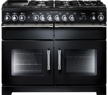 Rangemaster Excel 110 Dual Fuel Range Cooker - Black, Black