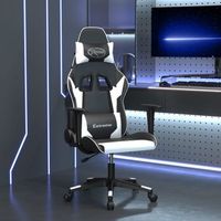 silla gaming  silla de oficina  silla gamer ergonomica de masaje cuero sintetico negro y blanco cfw790407