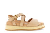sandalias de piel con tiras cruzadas beige
