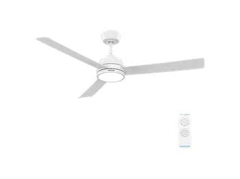 Ventilador de techo - Cecotec EnergySilence Aero 452 QuickSnap White, 3 aspas, Luz LED, 6 velocidades, Mando, Temporizador, Verano/invierno, Blanco
