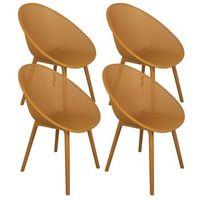 juego de 4 sillas de jardin de plastico amarillo mostaza buda - oviala