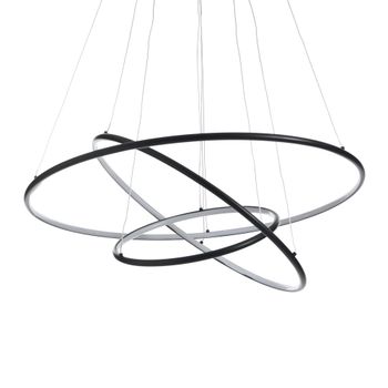 Lámpara de araña de 3 anillos de aluminio negro mate cm. Al.92 x ø.80