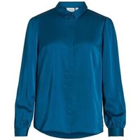 vila blusa noos ellette satin shirt - moroccan blue para mujer