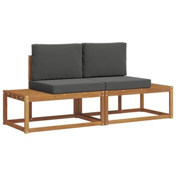 Conjunto De Sofás De Exterior Con Cojín 2 Piezas | Mueble De Jardín Natural