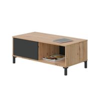 mesa de centro con 2 compartimentos - l100 cm - efecto roble y gris