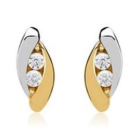 pendientes de oro con circonita 8 quilates oro amarillo-blanco