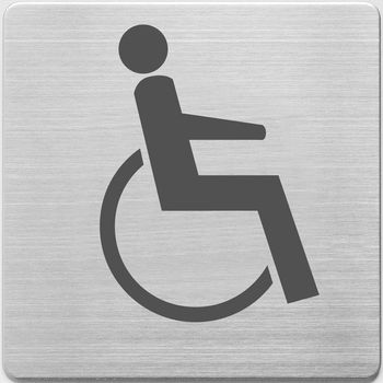 Señal baño discapacitados acero inoxidable (9 x 9 cm)