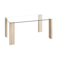 mesa comedor cannes rectangular 140x90x76cm en cristal y patas roble estilo moderno