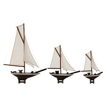 Barco Set 3 Madera Algodon 55x8x70 Crudo