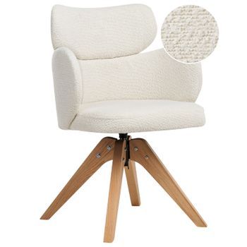 Silla De Comedor Giratoria Respaldo Curvo De Bouclé Beige Claro Marcy
