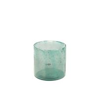 jarro florero cilindro cristal azul turquesa  16x16
