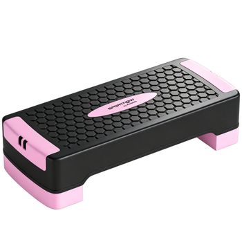 SPORTNOW Stepper Regulable en 2 Niveles 11/16 cm con 2 Bandas de Resistencia Capacidad 120 kg Rosa y Negro   Aosom España