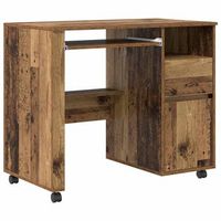 escritorio con ruedas madera envejecida madera de ingenieria vidaxl