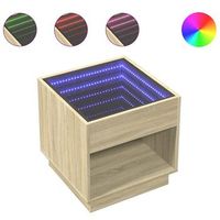 mesita de noche  mesilla de noche con infinity led roble sonoma 50x50x50 cm