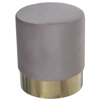 Puff Gris Claro Y Dorado