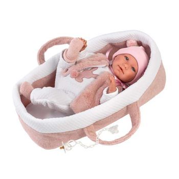Llorens- Muñeco Rn Mimi 40 Cm Lloron Capazo Rosa Tacto Suave