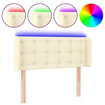 Cabecero Con Led Cuero Sintético Crema 93x16x78/88 Cm Vidaxl