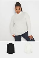 yours juego 2 tops de algodon con cuello alto blanco y negro mujer curvy y tallas grandes yours
