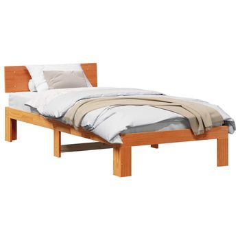 Estructura De Cama Con Cabecera Marrón Cera 80 X 200 Cm Vidaxl