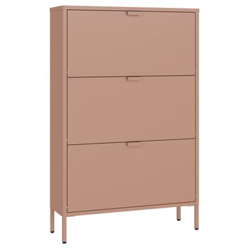 Zapatero de 3 puertas en metal rosa