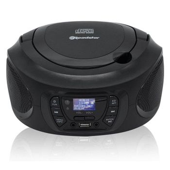Radio CD Roadstar CDR-375D+/BK 4W RMS USB AUX MP3 Portátil Negro