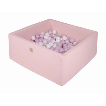 Meowbaby Piscina De Bolas, Cuadrada Seca Para Niños, Rosa Pastel : Blanco/transparente, 200 Pcs, 90x90x40cm