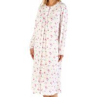 Classic Floral Long Sleeve Button Front Cotton Nightdress
