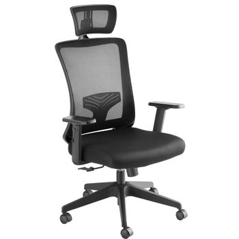 Silla de oficina ergonómica con reposacabezas ajustable, negro