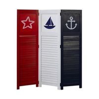 biombo 3 paneles tema marino rojo blanco y azul 130x105 cm par06075