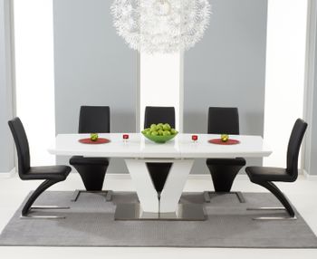 Malaga 180cm White High Gloss Extending Dining Table with Hampstead Z Chairs