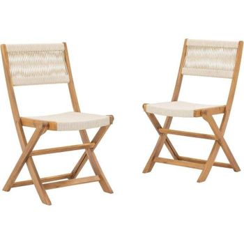 Pack de 2 Sillas de Jardín Plegables Awana FSC Acacia y Cuerda Trenzada