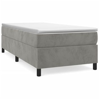 Cama Individual | Cama Para Adultos | Estructura De Cama Box Spring Terciopelo Gris Claro 100x200 Cm