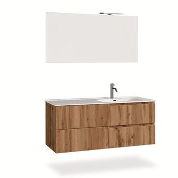 Composición Baño Lavabo Derecha 4 Piezas Venere Roble En Mdf