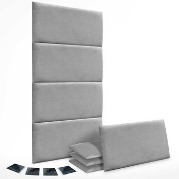 Dhome Juego De 8 Paneles Tapizados De Tela Autoadhesivos Para Pared Acústicos Absorbentes Protección Impactos Cabeceros (gris, 60x40cm, X8)