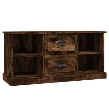 Mueble Tv | Mueble De Salón | Armario Tv Madera Contrachapada Roble Ahumado 99,5x35,5x48 Cm