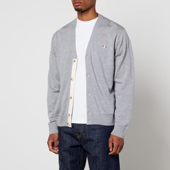 Maison Kitsuné Tricolour Fox Patch Classic Cardigan - Grey Melange - S